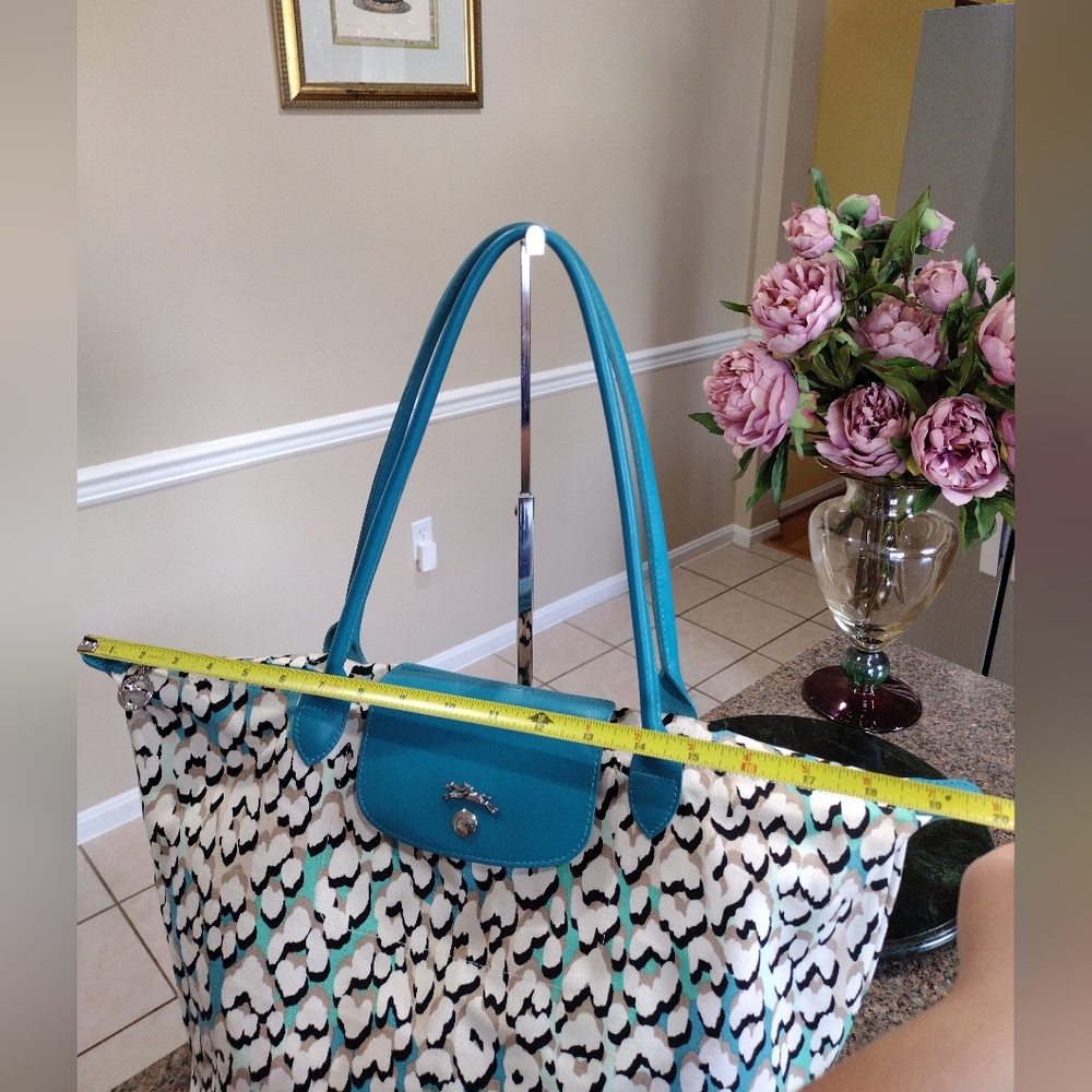 Longchamp Turquoise phanter print canvas and leather limited edition - Picture 15 of 17